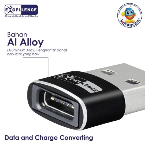 EXCELLENCE Adapter Converter C FeMale To USB Komputer Male Aksesoris  Handphone  Konektor  Adaptor Colokan - Gambar 2