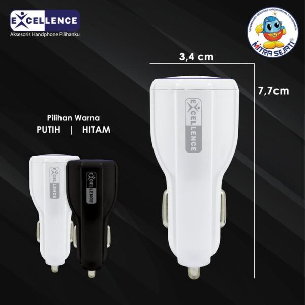 EXCELLENCE Car Charger Arcana Micro USB Hitam Kabel Aksesoris  Handphone - Gambar 3