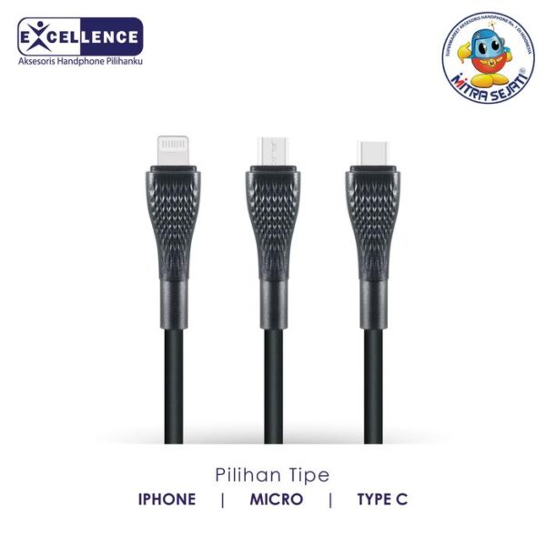 Kabel Data Excellence Fast Charging 30W Lavatera iPhone/Micro/Type-C - Gambar 3
