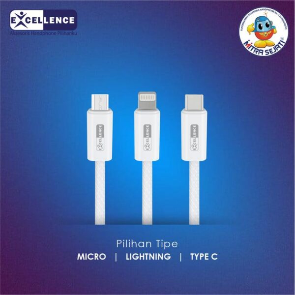 EXCELLENCE Kabel Data Ivy Fast Charging untuk tipe kabel Lightning/Micro USB/Type-C Cable Charger - Gambar 3