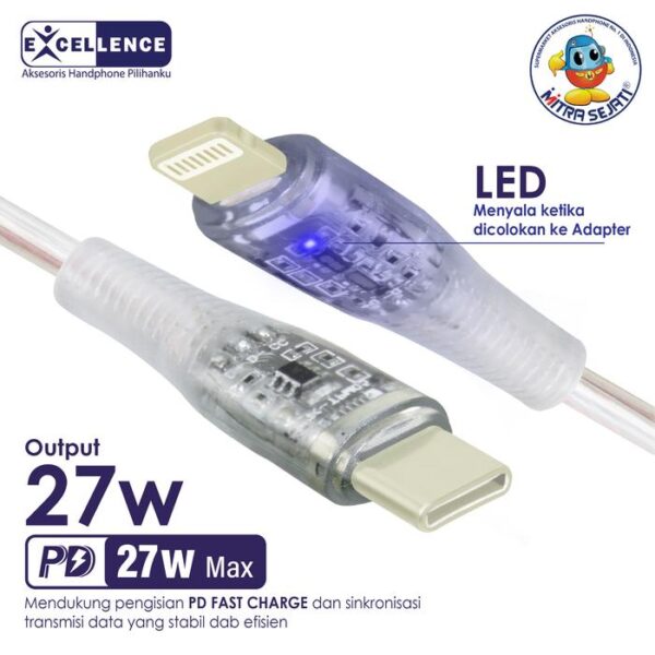 EXCELLENCE Kabel Data Jewel Fast Charging 27W Type-C to Lightning Panjang Colokan - Gambar 2