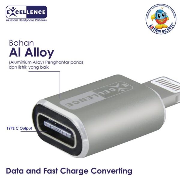 EXCELLENCE Adapter Coverter C FeMale To Lightning Adaptor Charger Aksesoris  Konektor  Kabel Handphone - Gambar 2