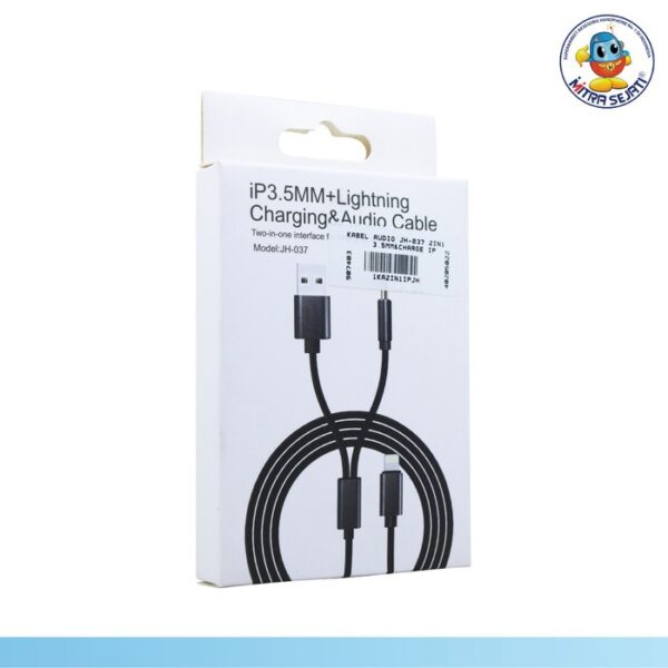 Kabel Audio JH-037 2in1 3.5mm / Kabel Aux iPhone Charging - Gambar 4
