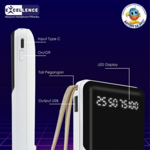 EXCELLENCE PowerBank 10.000mAh Beluga NEW Baterai Led