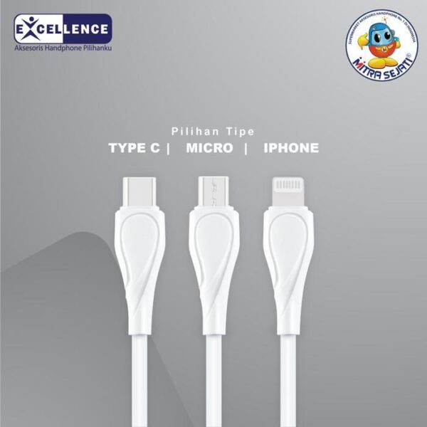 Kabel Data Excellence Fast Charging 25W Akasia iPhone/Micro USB/Type-C - Micro USB Aksesoris  Handphone  Cable - Gambar 3