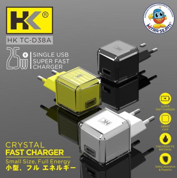 Kepala Charger HK 25W PD 1 USB D38A - Gambar 2