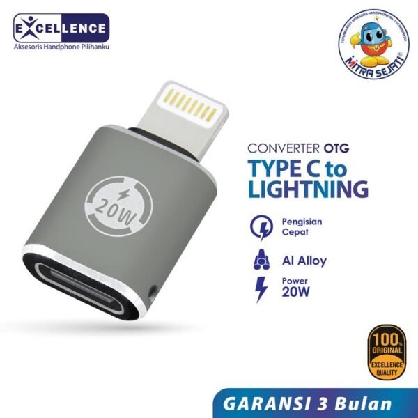 EXCELLENCE Adapter Coverter C FeMale To Lightning Adaptor Charger Aksesoris  Konektor  Kabel Handphone