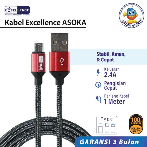 EXCELLENCE Kabel Data Micro USB Android 100cm Fast Charging 2.4A ASOKA