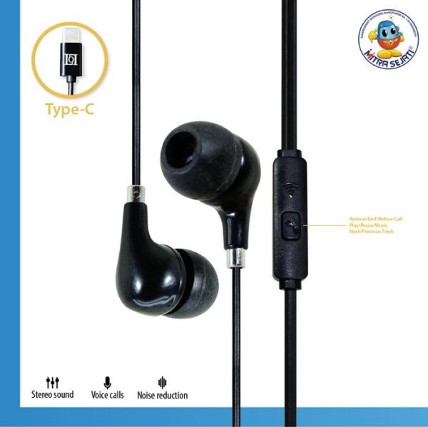 Handsfree Headset Earphone L08 Type C/Jack 3.5mm - Gambar 2