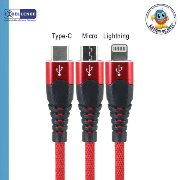 Kabel Data Excellence Viola 2.4A For Micro USB/Type-C/iPhone - Gambar 2