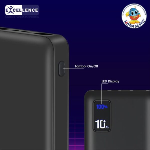 Powerbank Excellence Bosco 22.5W 10.000mAh Baterai Led Hitam - Gambar 2